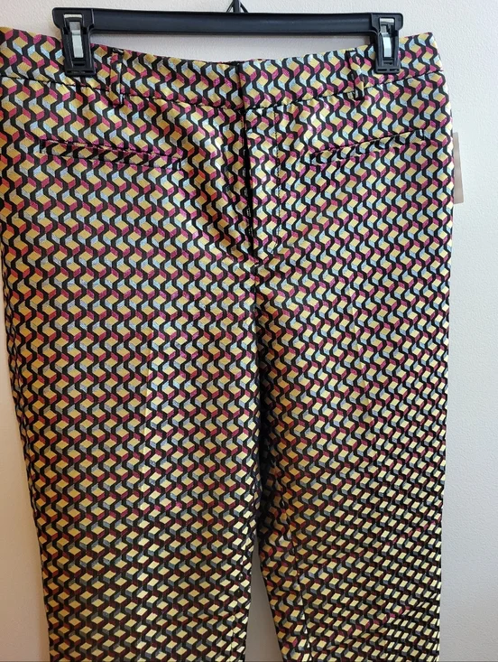 Anthropologie Essential Slim Geometric Jacquard Pants Size 14 Tall NWT - Picture 4 of 12